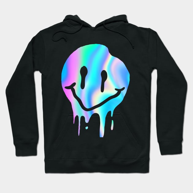 Happy Face Melting Trippy Graphic Design Hoodie by UNDERGROUNDROOTS